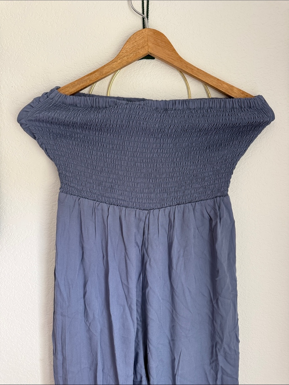 Gilli Off-Shoulder Tie-Front Jumpsuit in Slate Blue - Picture 10 of 11